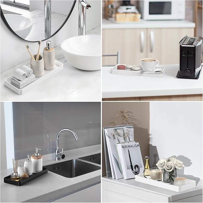 Gurygo 12" Countertop and Vanity Tray - Kitchen Tray for Soap Bottles - Rectangular Vanity Tray for Bathroom - Vanity Trays for Bathroom - Kitchen Soap Dispenser Tray,White