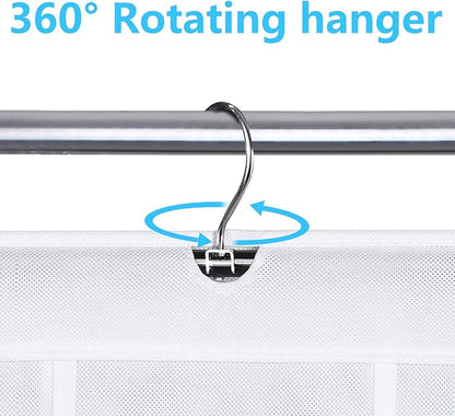 MISSLO 30 Large Pockets Dual Sided Hanging Baby Shoe Organizer for Closet with Rotating Hanger Hanging Shoe Shelves, White