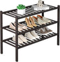 ROMGUAR CRAFT 3 Tier Bamboo Shoe Rack for Closet Free Standing Wood Shoe Shelf for Entryway Small Space Stackable 27"x11"x20" (Brown)