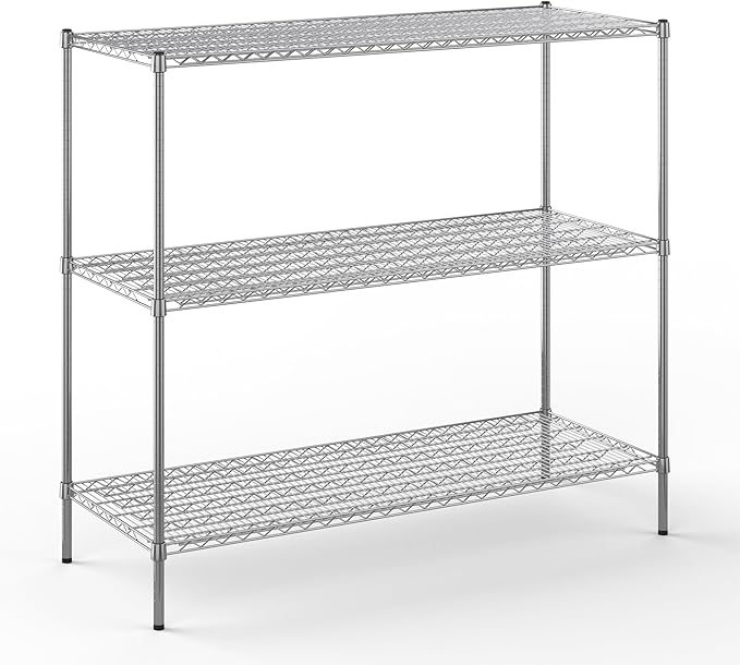 24" Deep x 60" Wide x 54" Height Wire Shelving Kit | 3-Tier | NSF Commercial Storage Rack Unit
