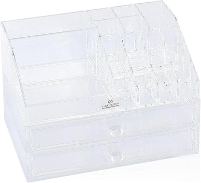 Decozen Makeup Organizer - Vanity Storage with Multiple Compartments and Drawers for Brushes, Lipsticks, Jewelry, Perfect for makeup organizer countertop, makeup holders and organizers, Gift for Mom