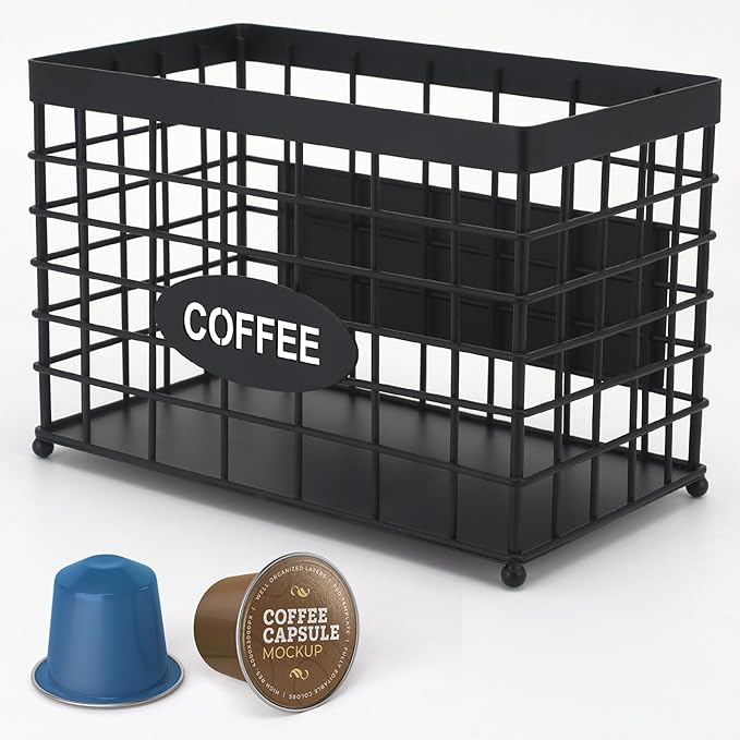 Coffee Pod Holder Basket Magnetic Coffee Pods Holder High-Capacity k Cup Holder Coffee Station Organizer,Coffee Bar Accessories.Suitable For Kitchen And Office Countertop