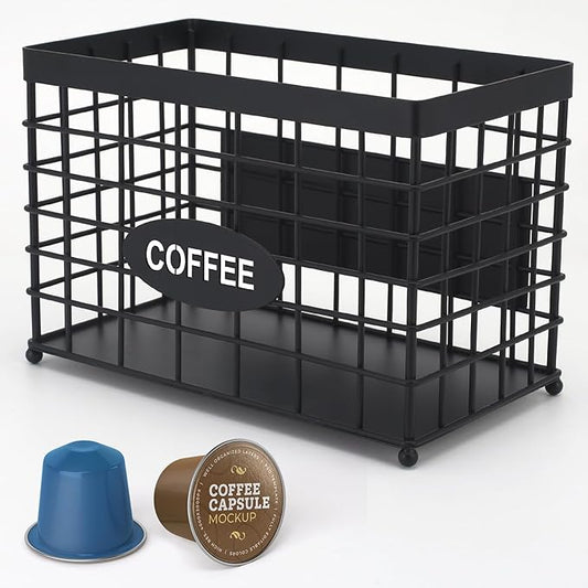 Coffee Pod Holder Basket Magnetic Coffee Pods Holder High-Capacity k Cup Holder Coffee Station Organizer,Coffee Bar Accessories.Suitable For Kitchen And Office Countertop