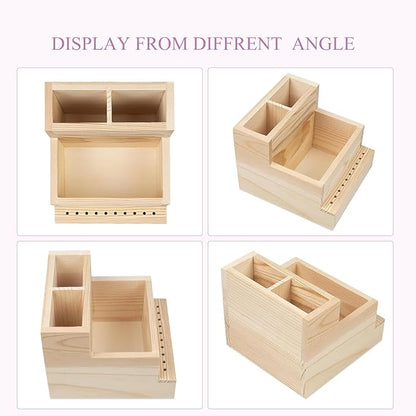 Nail Drill Bits Holder Wooden 10 Holes Manicure Bit Display Stand Nail Art Polishing Grinding Drill Bit Organizer for Makeup Organizer Drill Bit Log Small Pencil Holder Office