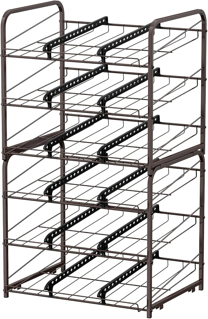 Vrisa Can Organizer Stackable Can Dispenser for Food Storage Can Rack Organizer for Pantry Cabinet Countertop Holds Up to 72 Cans Rustic Brown 2 Pack