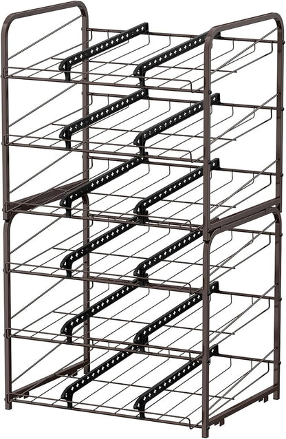 Vrisa Can Organizer Stackable Can Dispenser for Food Storage Can Rack Organizer for Pantry Cabinet Countertop Holds Up to 72 Cans Rustic Brown 2 Pack
