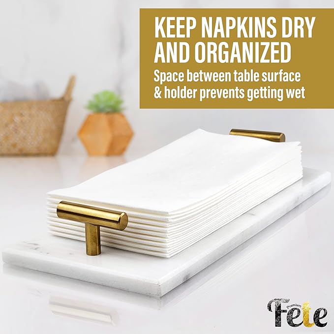 Guest Towel Holder Tray for Bathroom - White Marble-Tray - Napkin Holder for-Bathroom - Paper Hand Towel Holder.