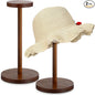 Chunful 2 Pieces Hat Display Stand Rustic Wood Hat Rack Holder Stand Vintage Wig Holder Jewelry Display Riser Helmet Organizer Storage for Home (Antique Brown)