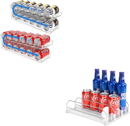 2 Pack Rolling Soda Can Dispenser for Refrigerator and Automatic Soda Can Organizer for Refrigerator Can Dispenser