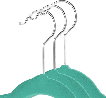 Casafield 50 Velvet Kid's Hangers - 14" Size for Children's Clothes - Teal