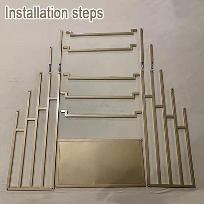 Floor Standing Scarf Display Stand, Metal Freestanding Scarf Holder Organizer, Towel Rack for Commercial Clothing Retail Store Sheets Suit Pants (Color : Gold, Size : 80X40X150CM)