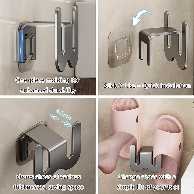 4 Pack No-Drill RV Shoe Rack - Over Door/Wall-Mounted Shelf, Space-Saving Aluminum Organizer for RV/Camper, Home, Holds Slippers, Sneakers, Drying Rack for Bathroom, Hallway (Cream Set)