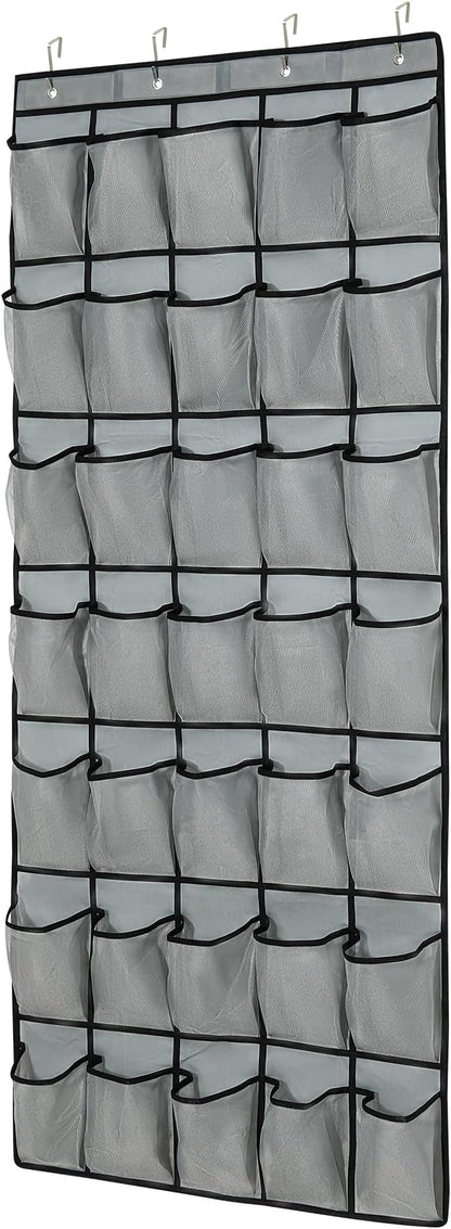 35Large Pockets Over The Door Shoe Organizer, Mesh Pockets Shoe Holder Rack, Capacity hanging shoe organizer，door shoe rack With 4 Metal Hook.