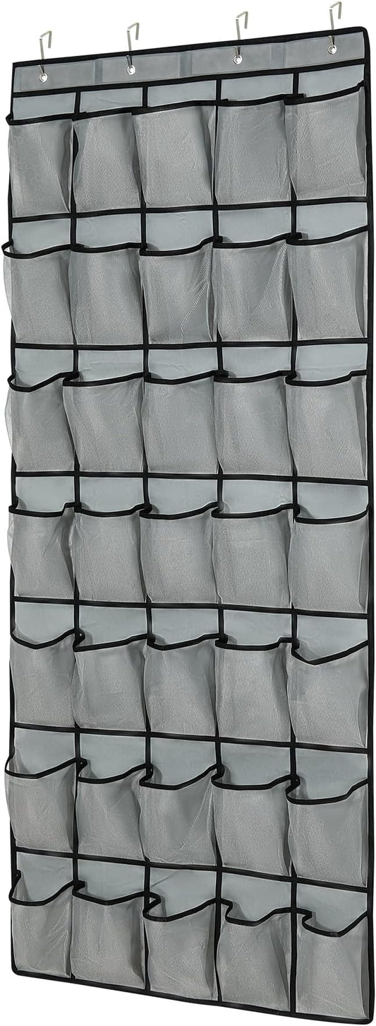 35Large Pockets Over The Door Shoe Organizer, Mesh Pockets Shoe Holder Rack, Capacity hanging shoe organizer，door shoe rack With 4 Metal Hook.