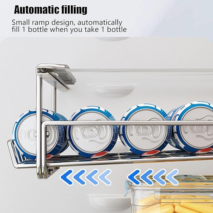 Drink Organizer For Fridge - Soda Can Organizer Dispenser For Refrigerator - Soda Can Fridge Drink Organizer - Refrigerator Beverage Organizers And Storage For Refrigerator Organizing