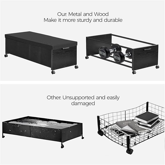 FOUCSSOMEI Under Bed Drawers on Wheels, XXXXL Size, UnderBed Storage with Wheels, Wooden Under Bed Storage, Underbelly Storage, Heavy Duty, Patented Design
