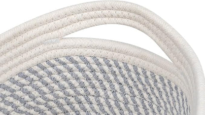 CubesLand Small Baskets, Storage Baskets for Organizing Shelves, Rectangular Woven Storage Basket Natural Cotton Rope Bins Closet Baby Nursery Empty Gifts Basket Off White/Mixed Gray