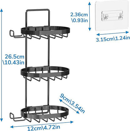 MASADI 3 Tier Soap Dish Holder,Soap Bar Holder with Hooks, Shampoo Bar Caddy for Shower Wall, Razor Holder for Shower, Bar Soap Container 304 Stainless Steel, Bathroom(Black)