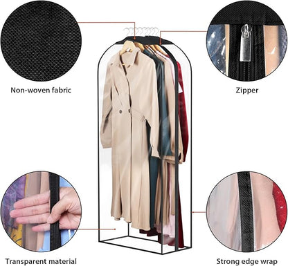 Univivi Garment Bags Garment Covers for Hanging Clothes, 10" Gusseted Clear Suit Bags for Clothes Storage, Garment Bag for Closet Storage, 50", 4-Pack
