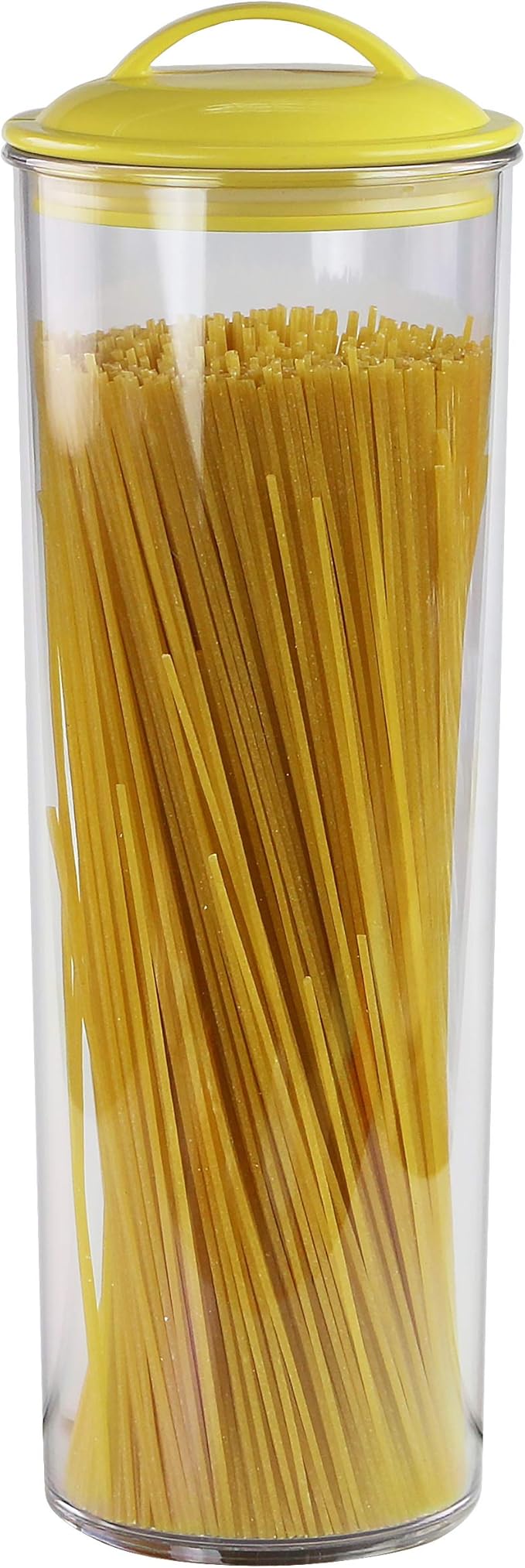 Reston Lloyd Tall Clear Spaghetti Pasta Storage Canister Container with Airtight Lid BPA Free for Kitchen Pantry Organization, Lemon