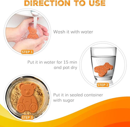 ENOLVO Brown Sugar Bear - Terra Cotta Brown Sugar Keeper & Brown Sugar Saver Disc, Reusable Terracotta Softener Stone to Keep Brown Sugar Soft in Container - 1 Pack