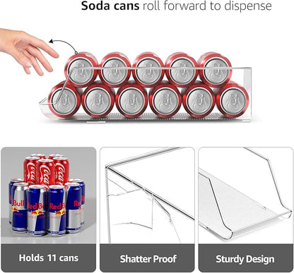 Sorbus Skinny Soda Can Organizer for Refrigerator - Slim Can Holder Drink Dispenser for Fridge - Soda Can Organizer for Fridge, Pantry, Kitchen Organization and Storage (Set of 4)