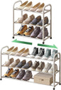 kiplant White Shoe Rack for Closet, 3-Tier Expandable Shoe Organizer for Closet, Metal Adjustable Black Shoe Shelf Storage Organizer, Free Standing Shoe Rack for Entryway Doorway