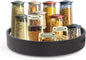 13in Black Bamboo Lazy Susan Turntable - Round Rotating Organizer for Cabinet, Table Top & Kitchen | Spice & Seasoning Spining Serving Tray