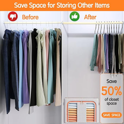 Pants Hangers Space Saving with Open-Ended,Closet Organizers and Storage,10 Pack Non-silp Clothes Hanger for Home Essentials,Dorm Room Essentials for College Students Girls Guys,Hangers for Jeans