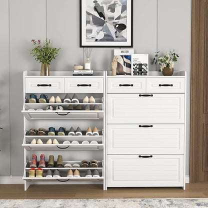 VERYKE Shoe Storage Cabinet for Entryway with 3 Flip Drawers and 2 Top Drawers,Large Shoe Rack Organizer Cabinet for Closet,Hallway