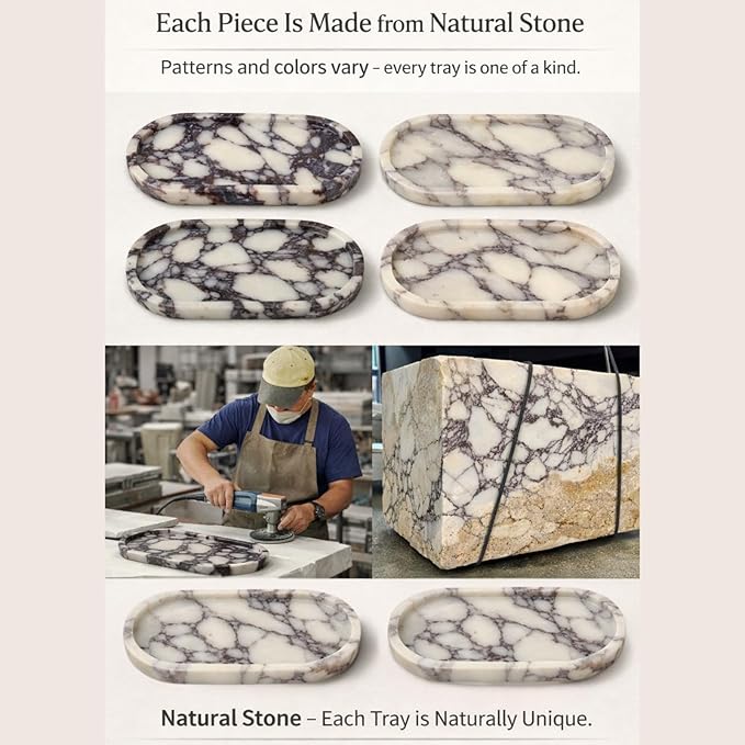 Calacatta Noir Marble Oval Bathroom Vanity Tray – 12”x6” Black Marble Tray for Countertop, Perfume & Jewelry Display | Solid 2cm Thick Luxury Stone Tray