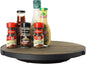 MyGift 15 Inch Lazy Susan Turntable Tray with Round Rustic Burnt Solid Wood Board and Black Metal Accent, Rotating Spice Rack Kitchen Countertop Organizer Home Decor