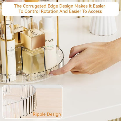 Yieach Acrylic 360 Rotating Makeup Organizer and Perfume Organizer,2 Tier Make Up Holder and Acrylic Skincare Organizers for Countertop,Vanity,Bathroom,Clear Spinning Beauty Organizer for Face Product