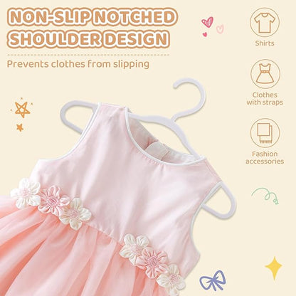 60 Pack White Baby Hangers 12.91 Inch - Kids Non-Slip Clothes Hangers for Infant & Child, Durable Plastic Children's Hangers for Closet, Pants, Coats, Skirts