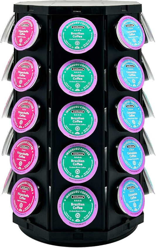 K Cup Coffee Pod Holder Storage Carousel Organizer Stand Compatible with 40 K-Cup Pods(Black-001)