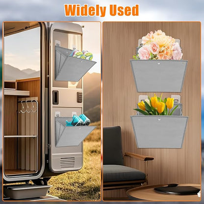 Wall Mounted Shoe Rack for RV Door, 2/4 Pack Hanging Organizer for Shoe Storage, Foldable Rack with Hooks, Wall Organizer for RV Storage and Organization (4)