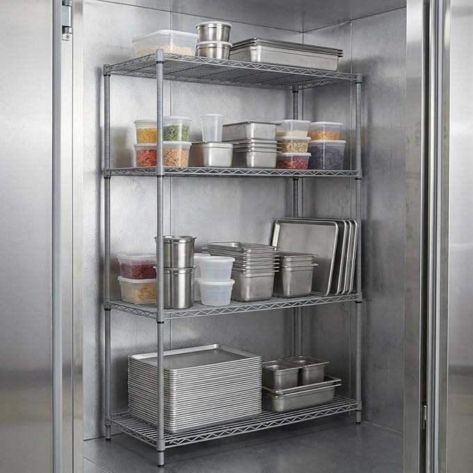 Quantum Storage Systems WR63-1830GY Wire Shelving 4 Shelf Wire Starter Units, 18" x 30" x 63", Gray Epoxy