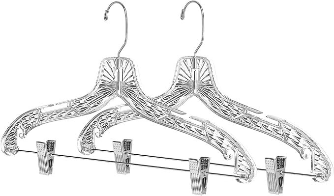 Whitmor Crystal Suit Hangers with Clips S/2