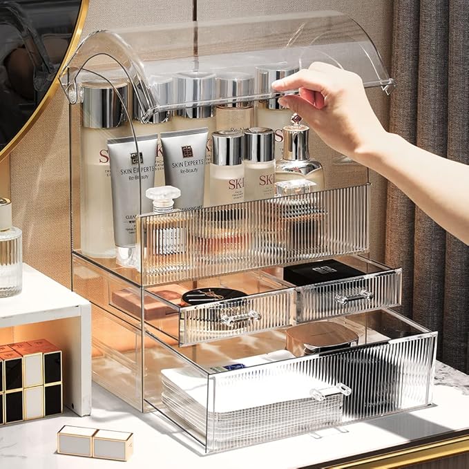 MOOCHI Professional Large Cosmetic Makeup Organizer Bathroom Storage Display Case with Drawers