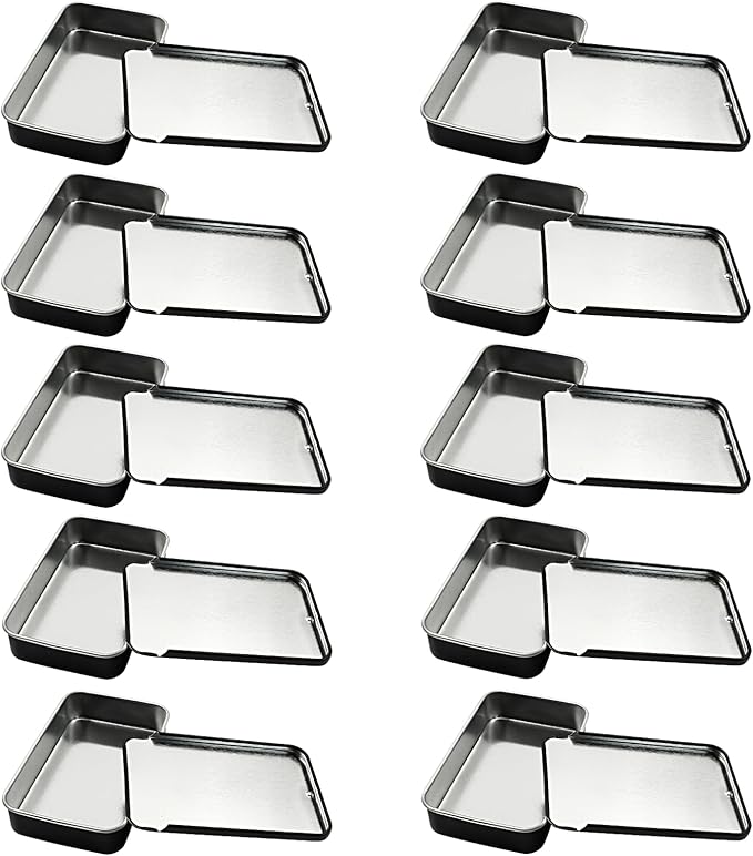 10 Pcs Black Metal Tin Container Slide Lid, 3.14" x 1.97" x 0.63" Metal Tin Container Slide Top for DIY Pills, Solid Perfumes, Lip Balms, Cards and Herbs