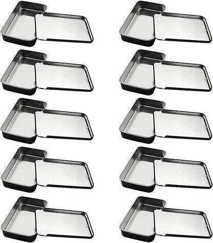 10 Pcs Black Metal Tin Container Slide Lid, 3.14" x 1.97" x 0.63" Metal Tin Container Slide Top for DIY Pills, Solid Perfumes, Lip Balms, Cards and Herbs