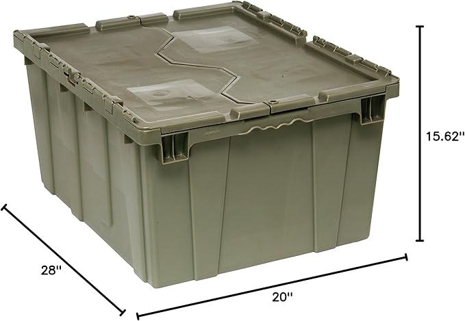 Quantum QDC2820-15 Plastic Storage Container with Attached Flip-Top Lid, 28-Inch by 20-Inch by 15-Inch, Gray