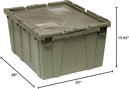 Quantum QDC2820-15 Plastic Storage Container with Attached Flip-Top Lid, 28-Inch by 20-Inch by 15-Inch, Gray