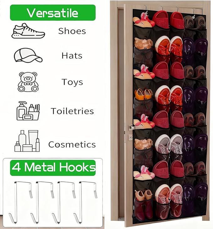 Over the Door Shoe Organizer,40-Pocket Hanging Shoe Rack for Closet Door,Shoes Storage Holder Hanger with Large Mesh Pocket for Women Men ShoesOver the Door Shoe Organizer Large Breathable