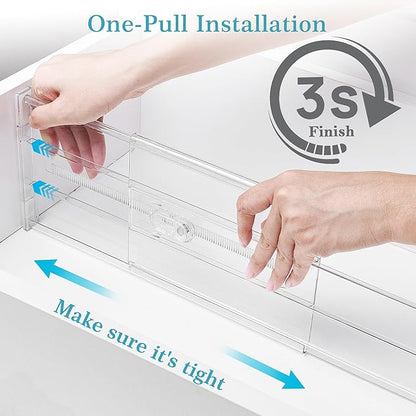Vtopmart 10 Pack 6" Tall Upgrade Drawer Dividers for Big and Deep Drawer, 12.8"-22.3" Adjustable Expandable Dresser Drawer Organizer, Clear Plastic Separators for Dresser, Baby Supplies, Kitchenware