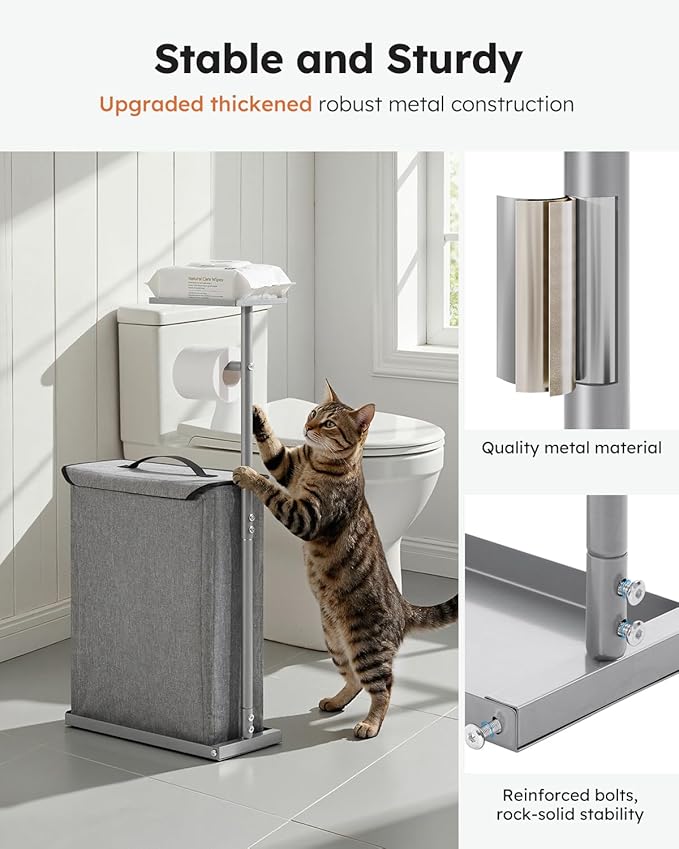Freestanding Toilet Paper Holder Stand with Shelf for Up to 12 Rolls,Rustproof Metal Bathroom Toilet Paper Storage with Lid, All-in-One Toilet Tissue Roll Dispenser and Organizer,Gray
