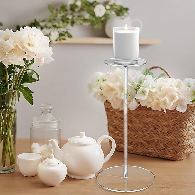 Qunclay 8 Pieces Clear Acrylic Hat Stand Wig Display Rack with Pedestal and Round Base Hat Holder Hat Display Stand Wig Holder for Multiple Wigs for Hat Watch Jewelry Display (11.8 Inch)
