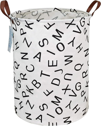 Laundry Basket Canvas Fabric Collapsible Organizer Basket for Storage Bin Toy Bins Gift Baskets Bedroom Clothes Children Nursery Hamper (Alphabet)