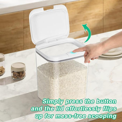 TBMAXS Versatile Storage Container Bin with Pop-up Lid & Scoop, Rice Flour Container Dog Cat Food Storage Container, Laundry Room Organization Household Essentials Kitchen Pantry Organizers