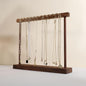 Medium necklace hanger shelf with 12 copper bars, Wooden jewelry storage organizer rack for hanger necklace bracelet, necklace display stand for boutique store【Walnut】